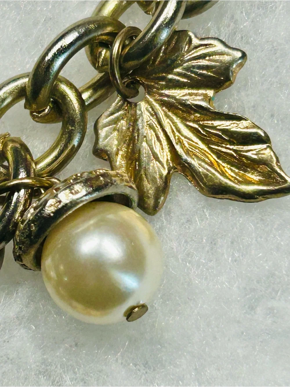 Vintage Gold-Tone Acorn & Leaf Charm Bracelet (c. 1955–1965)